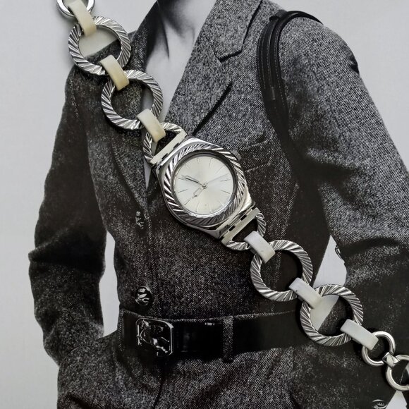 Ladies Swatch Swiss Irony Stainless Steel AG 2006 Turning Fool Quartz Watch YSS2 main image 7
